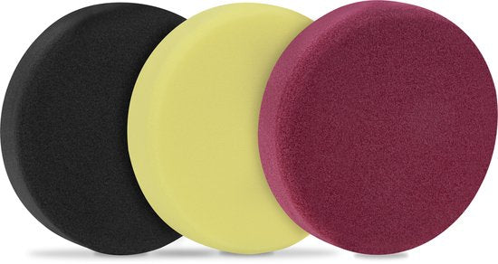 VONROC Disques de polissage/Pads de polissage en mousse pour polisseuses - Kit de démarrage - 125mm, 3 pièces