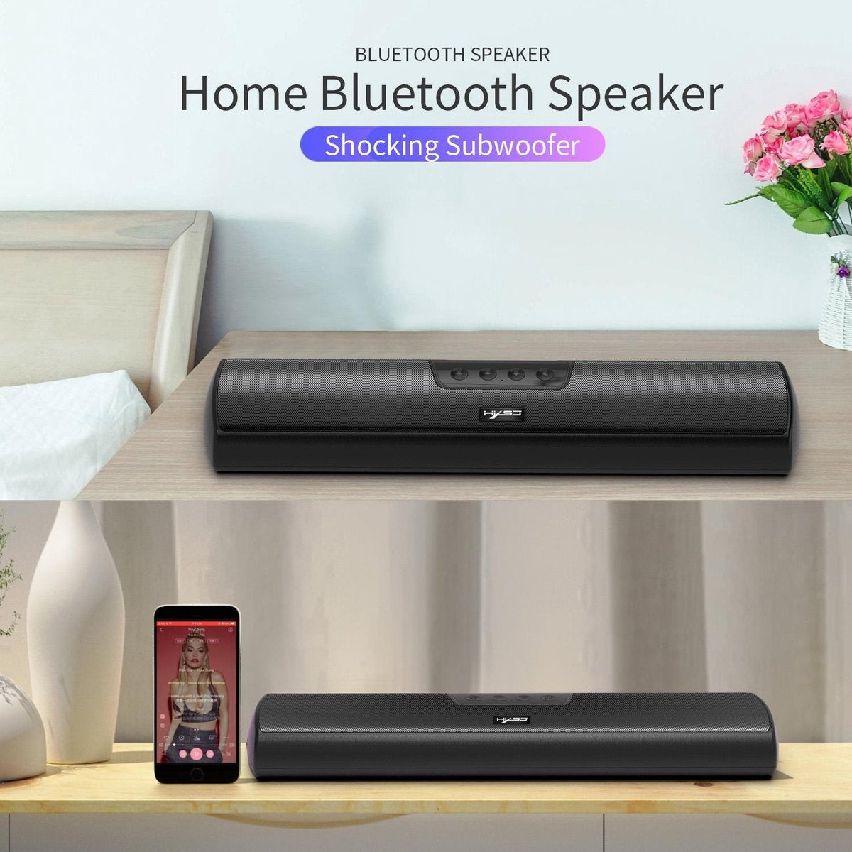 HXSJ Q3 Soundbar PC Speaker - AUX / Bluetooth sans fil - pour ordinateurs de bureau / ordinateurs portables / téléviseurs intelligents / équipements de projection - Noir
