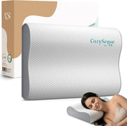 Oreiller CozySense® - Oreiller orthopédique - Oreiller ergonomique - Oreiller de sommeil en mousse à mémoire de forme - Taie d'oreiller et sac de transport inclus - Fermeté douce - pour les dormeurs sur le côté, le ventre et le dos