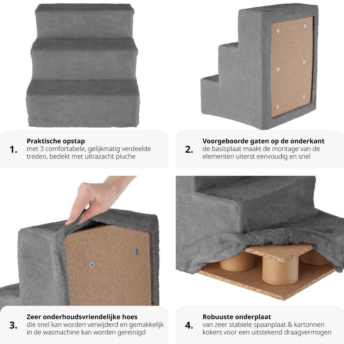 Tectake Pet Steps Paw Path - Gris - 37 x 45 x 34.5 cm - 3 marches