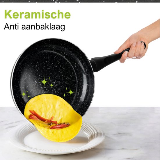 CeraFusion Ceramic Pan Set 6-piece - Poêles à frire et casseroles 20, 24 cm - Poêle à frire - Set de poêles - Poêles à induction - Poêle - Sans PFAS
