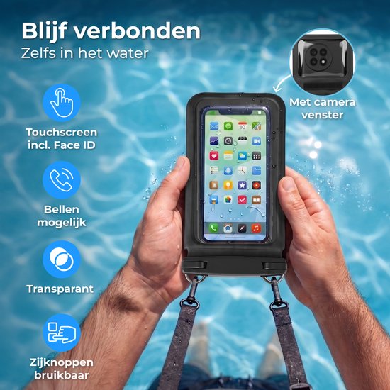 Étui étanche 2 en 1 pour téléphone Nuvance avec cordon - Universel jusqu'à 7 pouces - Étui Drybag - Double fermeture à clip