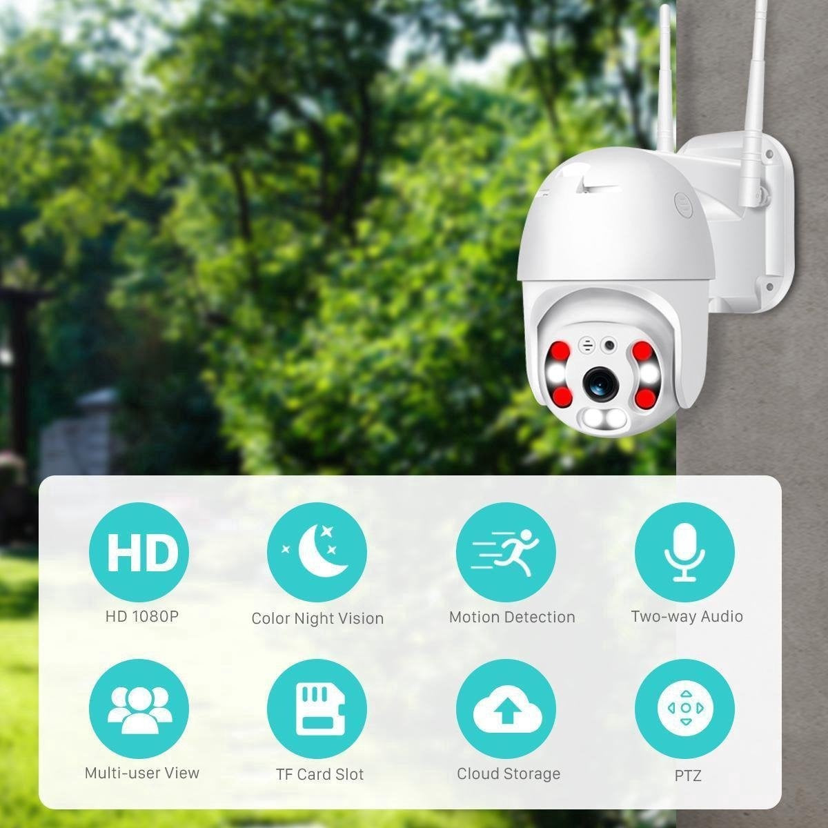 Caméra de sécurité extérieure - Fuegobird - Caméra IP - Smart Wifi Waterproof IP66 - extérieur - rotation et inclinaison - Support 2.4G/5G WIFI - 1080P
