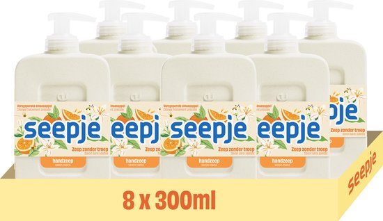 Seepje - Savon pour les mains au parfum d'orange fraîchement pressée - 8 x 300 ml - Lot économique