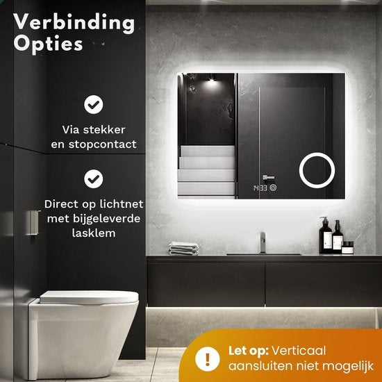 Mirlux Miroir de salle de bain avec éclairage LED et chauffage - Miroir mural rectangulaire - Miroir de douche anti-condensation - 120x80CM