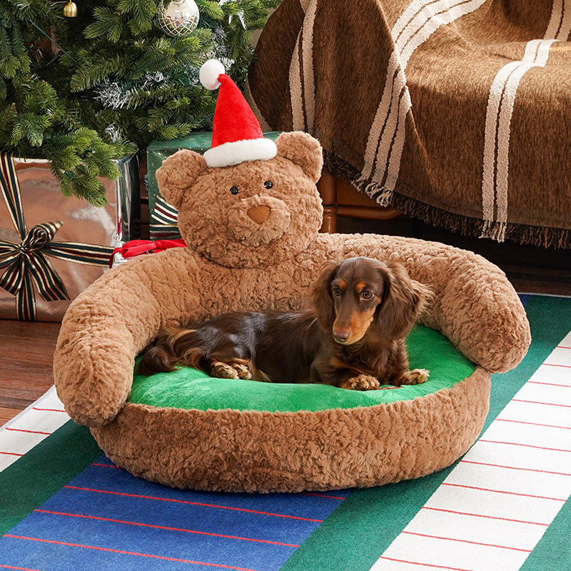 Ce banc pour animaux de compagnie avec un ours de Noël