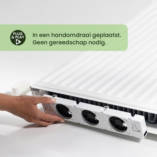 SpeedComfort Radiator Fan with Control Sensor - Trio Set (3x) - Chauffage plus rapide - Jusqu'à 22% d'économies d'énergie - Convient aux pompes à chaleur - Vitesses multiples - Facile à installer - Silencieux - Produit néerlandais - Blanc