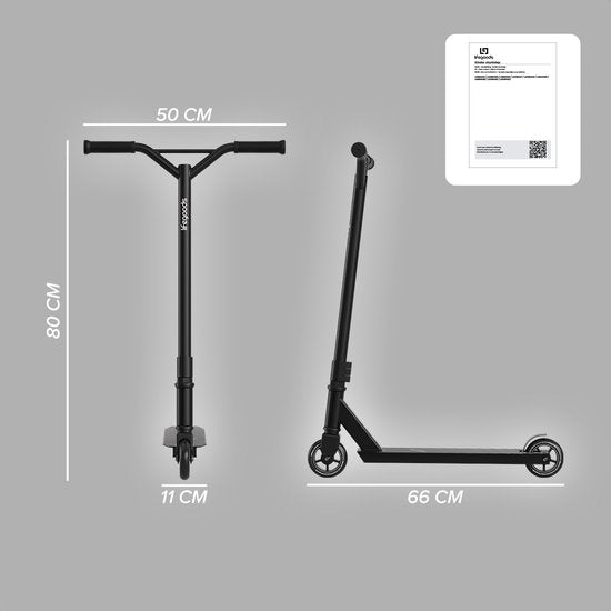 LifeGoods Stuntstep Fly Pro - 6+ Years - Marchepied pour enfants - Garçons/Filles - 100mm - 100KG - Noir