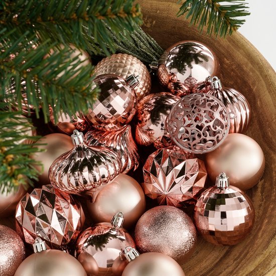 Set de boules de Noël House of Seasons - 60 pièces - Ø7 cm - Incassable - Rose