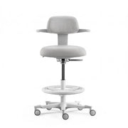 Tabouret de travail ergonomique Backerz avec repose-pieds annulaire - Chaises de bureau pour adultes - Entièrement réglable, jusqu'à 120 kg - Chaise de bureau - Chaise de gaming - Blanc