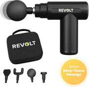 Revolt - Mini pistolet de massage - 5 accessoires inclus - Adaptateur inclus - 6 réglages de vitesse - Récupération et relaxation musculaire