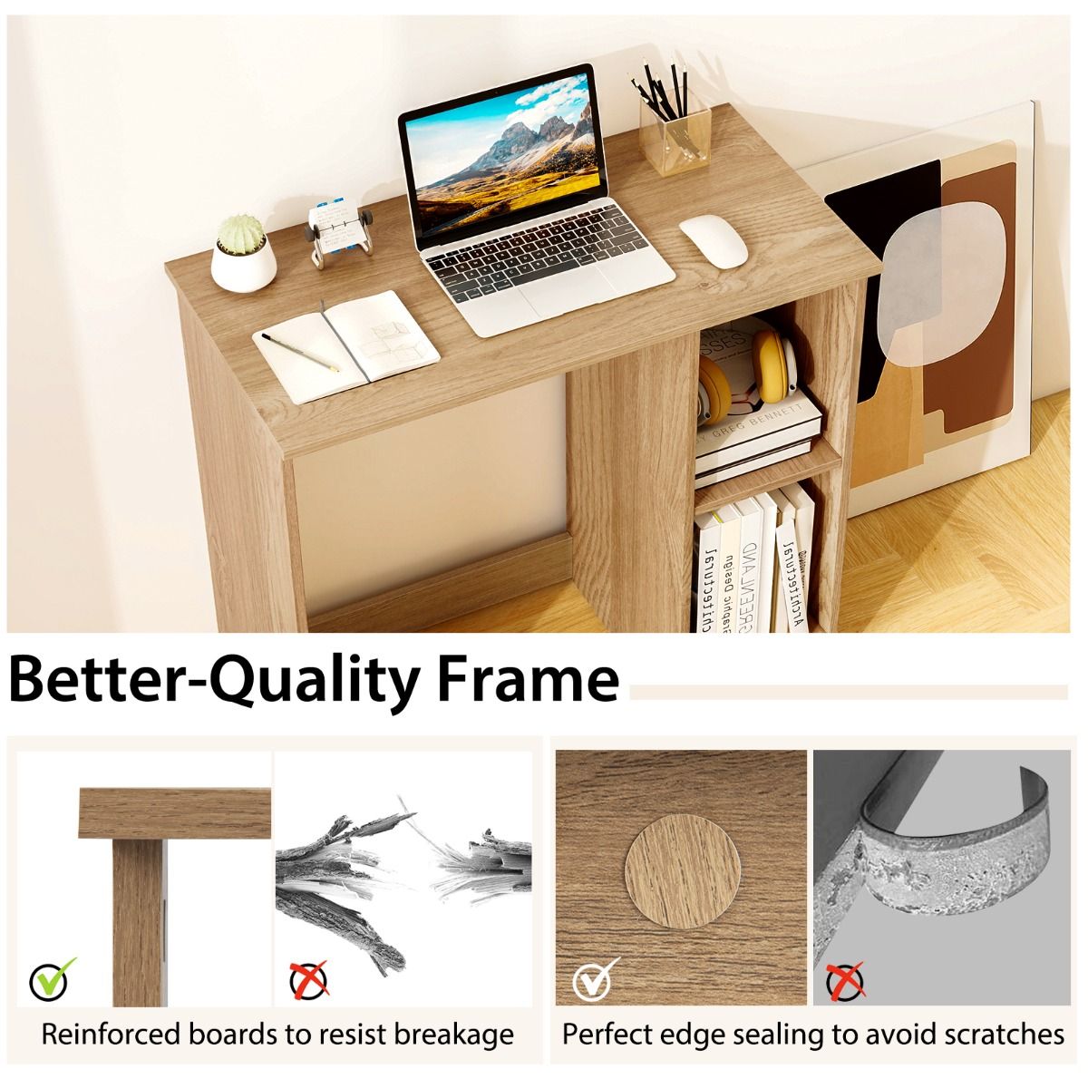 Meuble Coast avec 2 compartiments de rangement - compact - stable - couleur naturelle - 80 x 40 x 74 cm