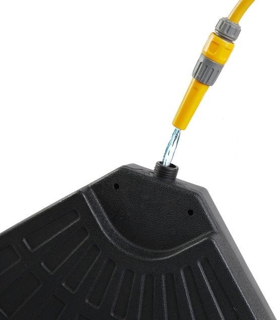 LIFA GARDEN Dalles de lestage remplissables - Socle pour parasol suspendu en noir - Peut être rempli de sable ou d'eau jusqu'à 50 kg - Résiste aux intempéries - 100 x 100 x 8 cm