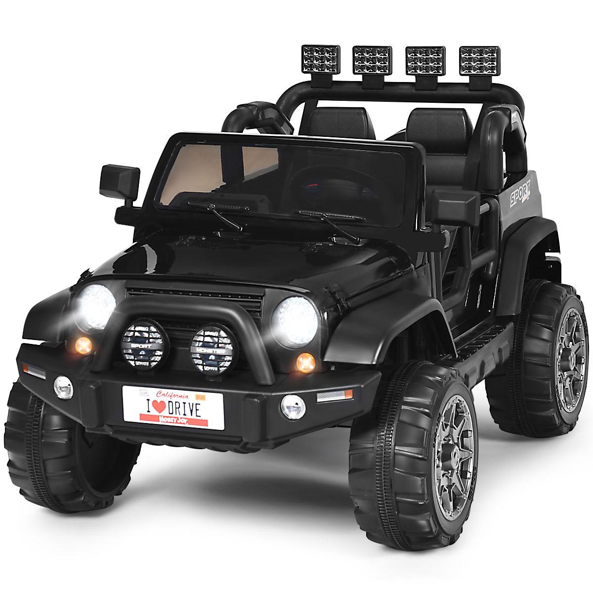 Voiture électrique pour enfants Coast - 2 places - télécommande - noire - 123 x 80 x 80 cm