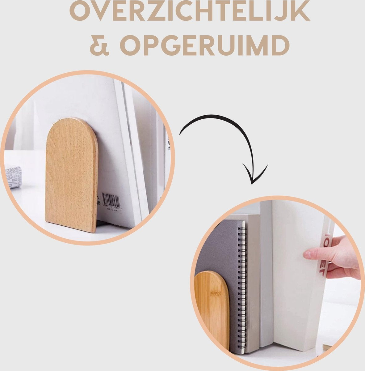 MATTI® - Serre-livre - Porte-livre - Support de livre - Serre-livre - Lot de 2 - Bois de hêtre