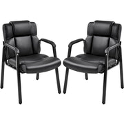 Yaheetech Lot de 2 chaises de bureau - Chaises de salle à manger avec accoudoirs et dossier - Simili cuir - 64 x 68,5 x 91,5 cm - Noir