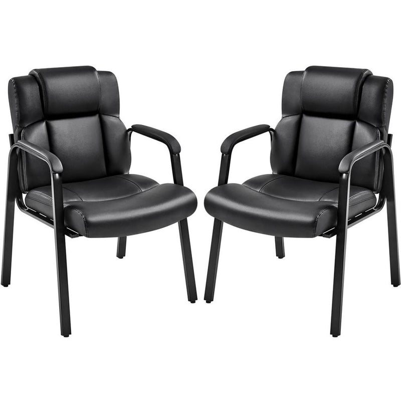 Yaheetech Lot de 2 chaises de bureau - Chaises de salle à manger avec accoudoirs et dossier - Simili cuir - 64 x 68,5 x 91,5 cm - Noir