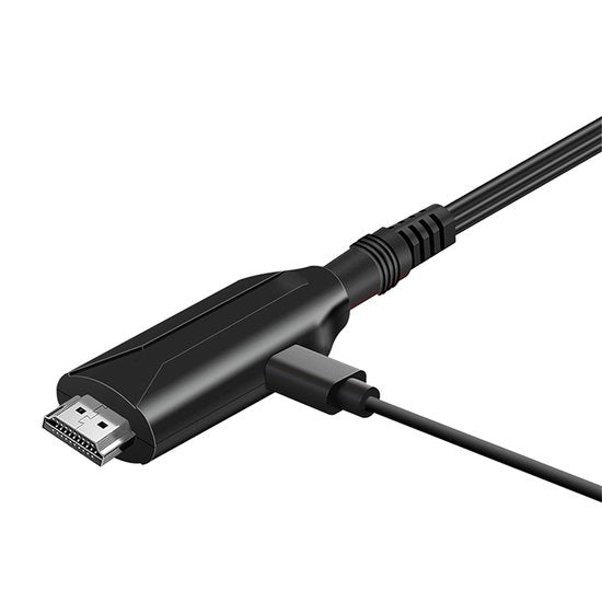 Adaptateur SCART vers HDMI - Adaptateur audio-vidéo tout-en-un SCART vers HDMI 1080p/720p - Livré avec un câble HDMI, un câble d'entrée SCART et un port de sortie HDMI - Compatible avec les téléviseurs HD, les décodeurs, les magnétoscopes VHS, la Xbox, la