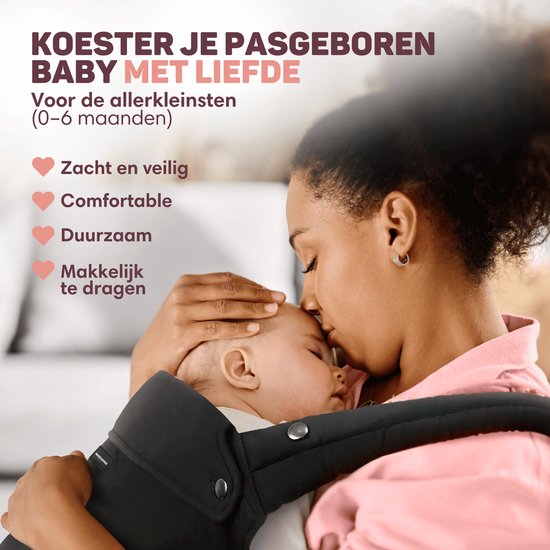 Vulpes Goods® BabyCare - Porte-bébé - Porte-bébé ergonomique 0-36 mois - Porte-bébé ventral de luxe jusqu'à 20 kg - Coton OEKO-TEX® - Confort mains libres - Avec support dorsal et position M - Noir