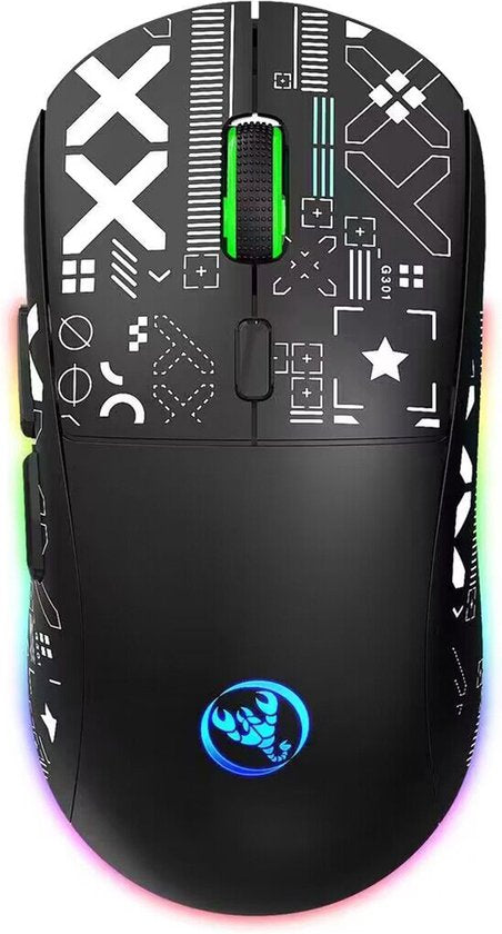 HXSJ T90 2.4G Silent Wireless Gaming Mouse - Bluetooth - Souris d'ordinateur - Ultra légère - Eclairage RGB - Noir