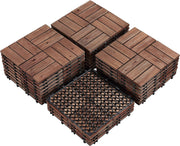 Yaheetech : dalles de terrasse en bois de sapin 30,8 × 30,8 cm – 27 pièces, marron