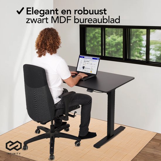Infinity Goods Bureau assis-debout - électrique réglable en hauteur - 120 x 60 CM - noir