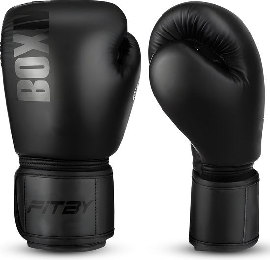 Gants de boxe Fitby - Gants de kickboxing - Gants de boxe - Noir - 12 oz