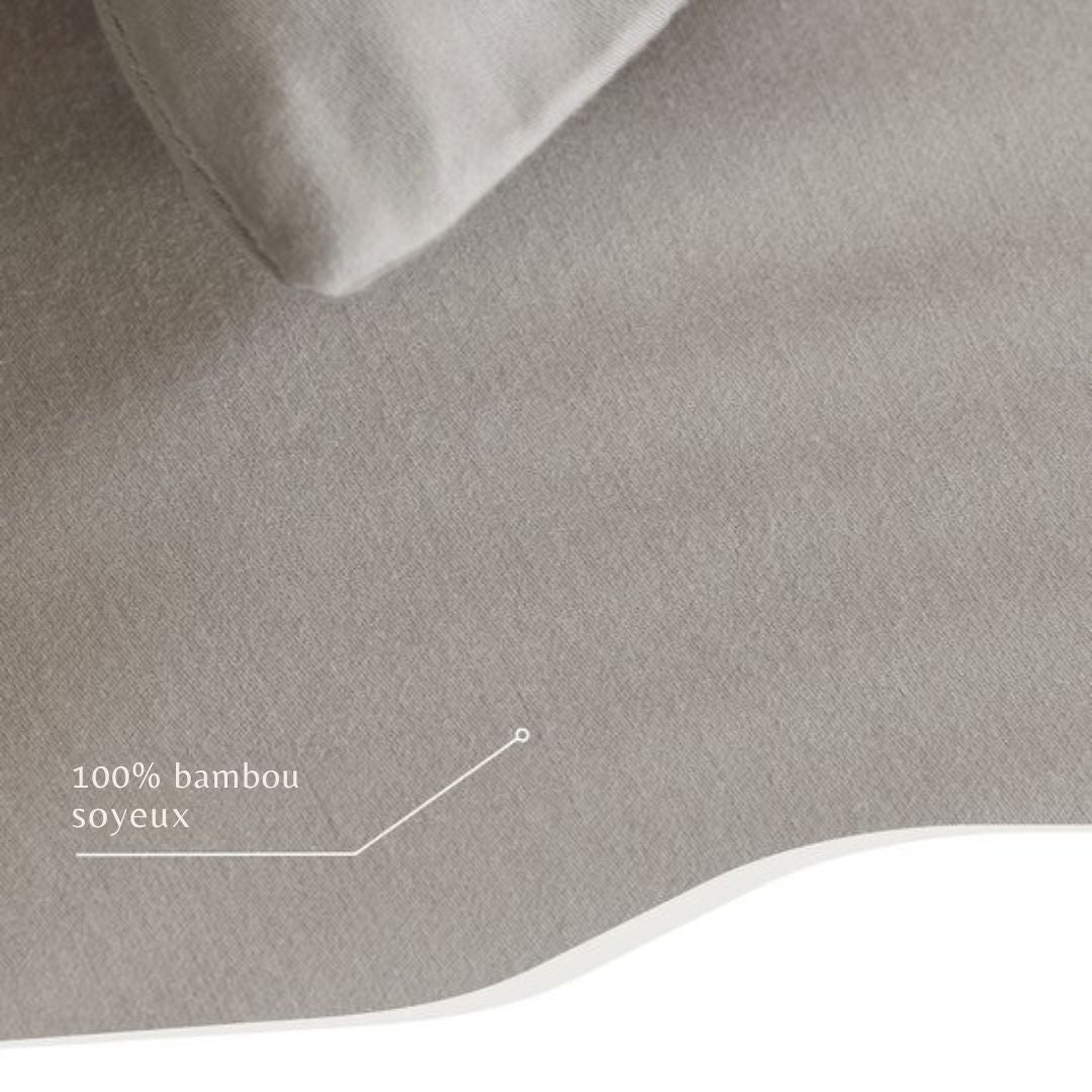 Housse de couette TEMPUR - 190 x 200 cm - Fibres de bambou - Résistante au repassage et au séchage - Confort soyeux et régulation naturelle de la température - Beige