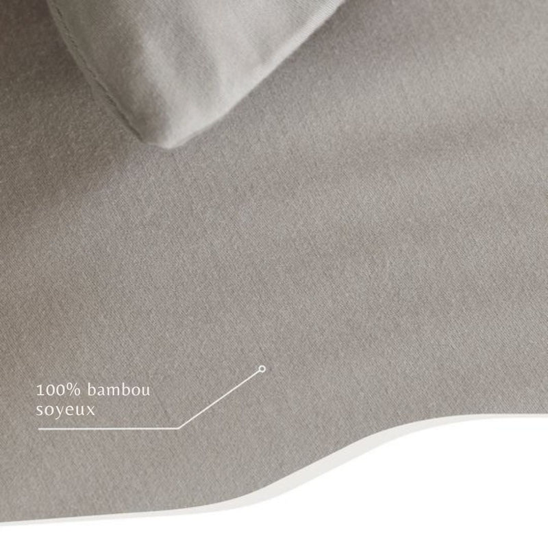 Housse de couette TEMPUR - 190 x 200 cm - Fibres de bambou - Résistante au repassage et au séchage - Confort soyeux et régulation naturelle de la température - Beige