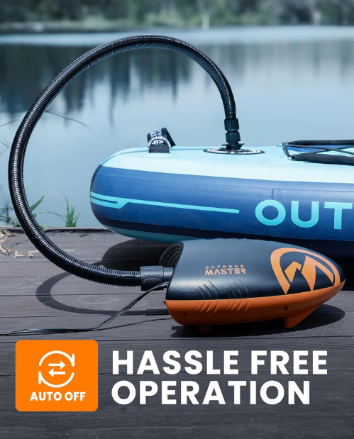 Pompe à air OutdoorMaster Shark II pour SUP - Noire - 20 PSI, électrique, 12 V