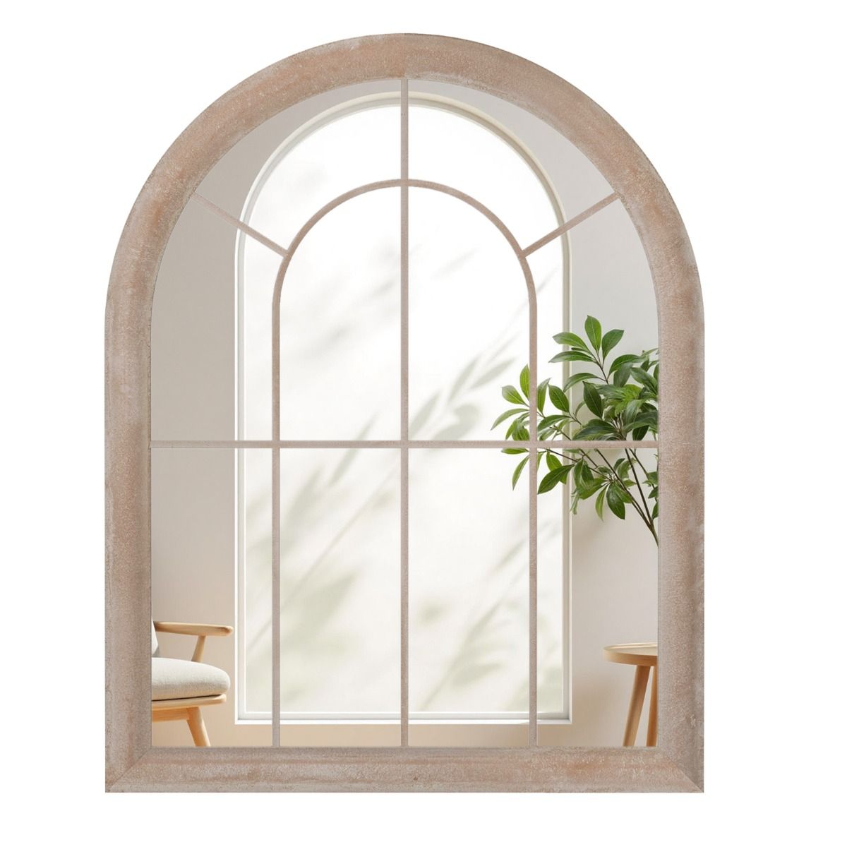Miroir Coast pour encadrement de fenêtre - miroir mural incurvé - cadre métallique - gris - 88 x 69,5 cm
