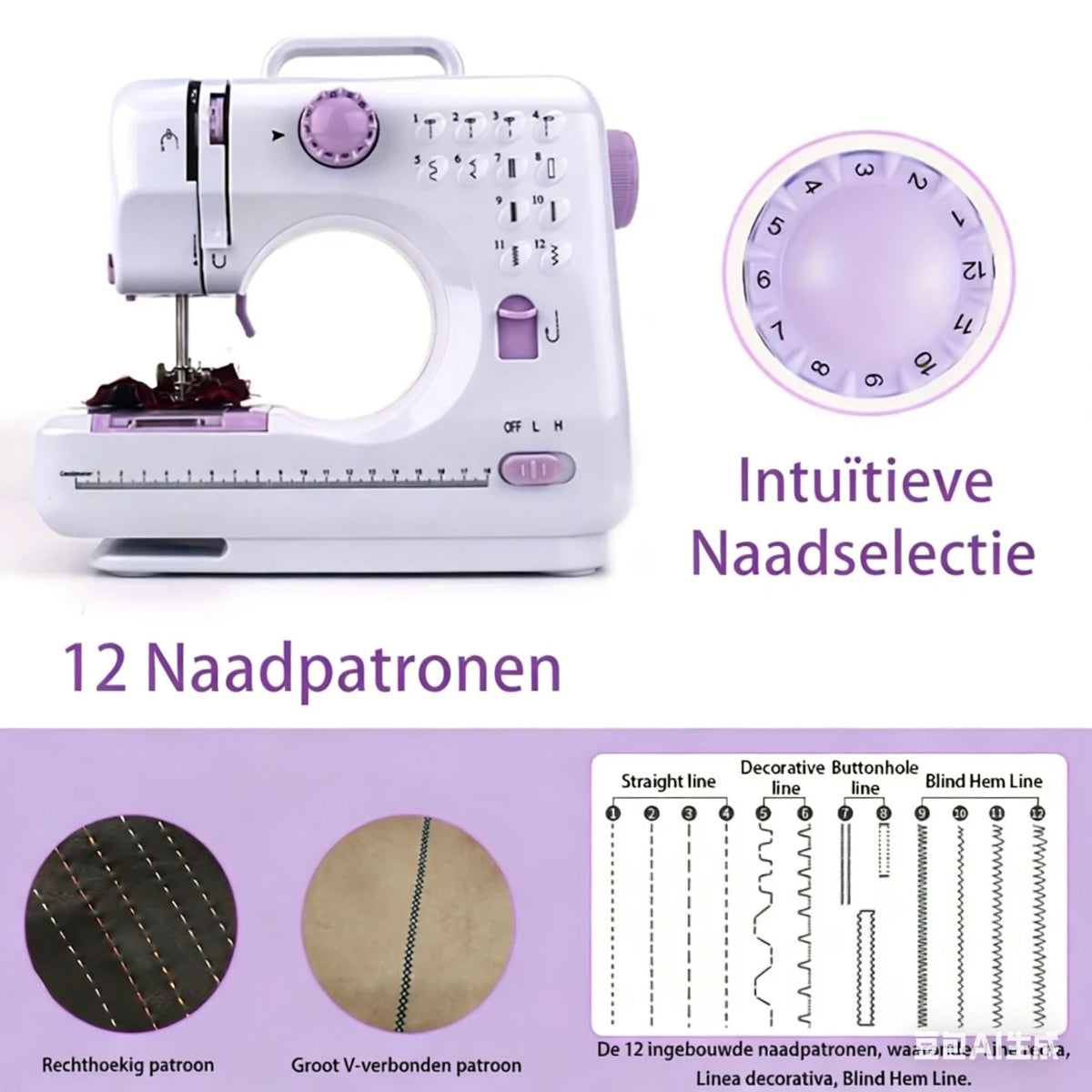 Mini-machine à coudre IAGREEA pour la maison, destinée aux débutants - petites machines à coudre avec fonction de couture en marche arrière