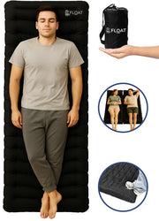 Matelas de couchage 1 personne avec pompe à pied et système click FLOAT- camping - 195x66x12 cm - Noir