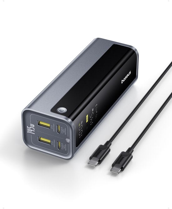 Batterie externe Baseus EnerGeek - 145 W, 20 800 mAh, pour ordinateur portable - - Chargeur portable - Batterie externe avec 2 ports USB-C PD 3.0 (100 W max.) pour une recharge rapide, écran numérique, compatible avec MacBook Pro, Dell, HP, SteamDeck, iPh