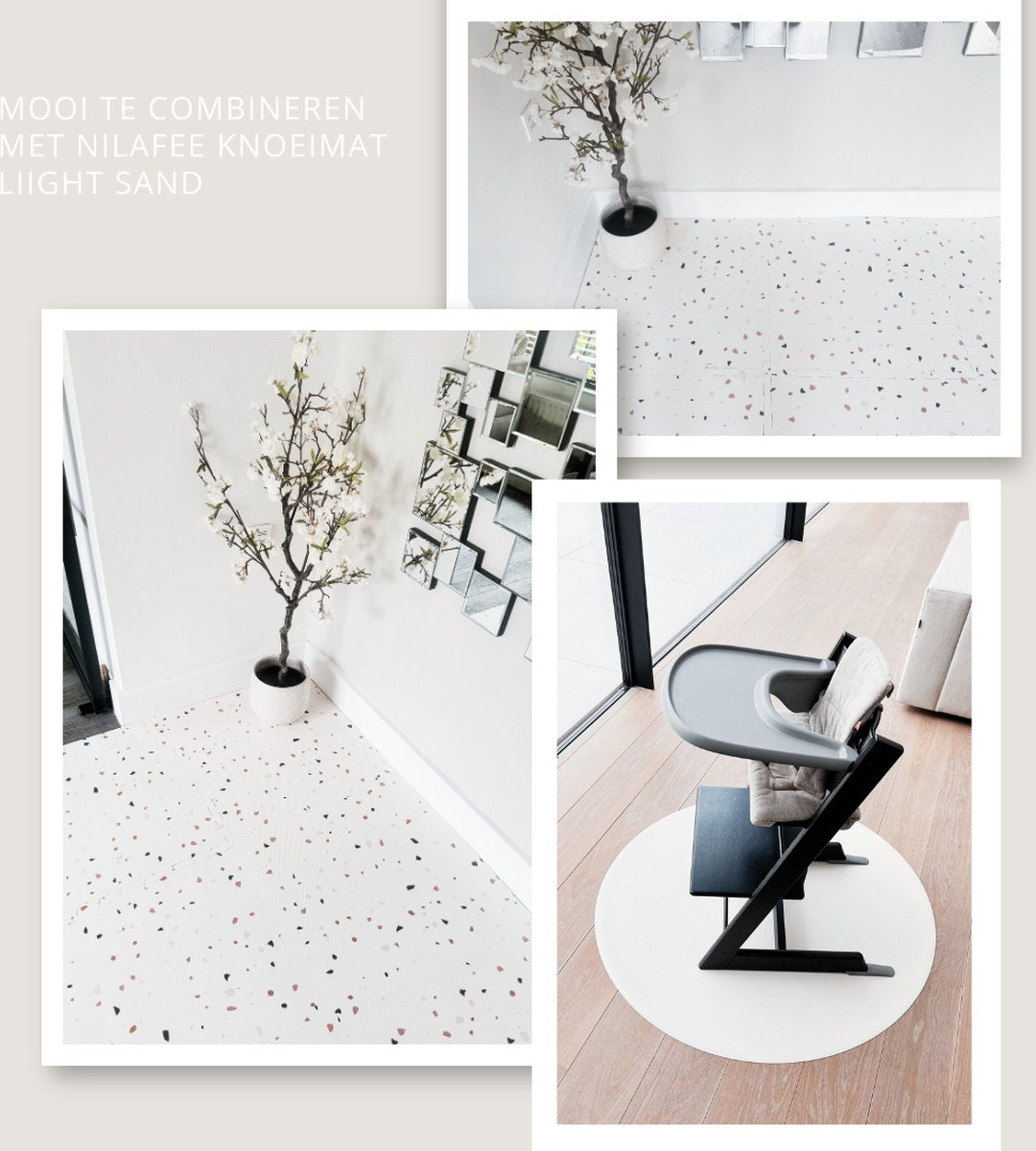 Tapis de jeu de luxe NilaFee pour bébé – Tapis puzzle Terrazzo – 180 x 120 x 1,5 cm – Blanc classique