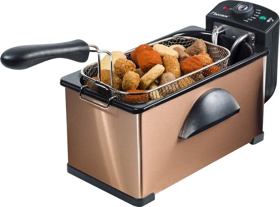 Friteuse Bestron 3,5 litres - AF370CO - Friteuse 2 000 W - Fenêtre de visualisation - Cuivre - Garantie 5 ans