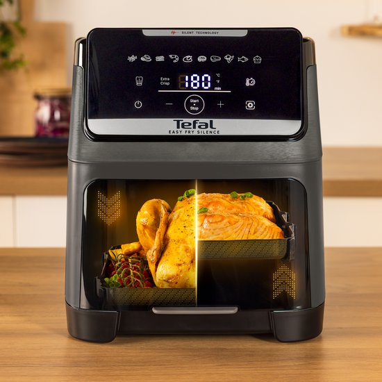 Tefal Easy Fry Silence XXL EY846H - Friteuse à air chaud silencieuse XXL 7 L - 1 700 W - 43 dB - 10 programmes - 55 % plus rapide - Pour 8 personnes
