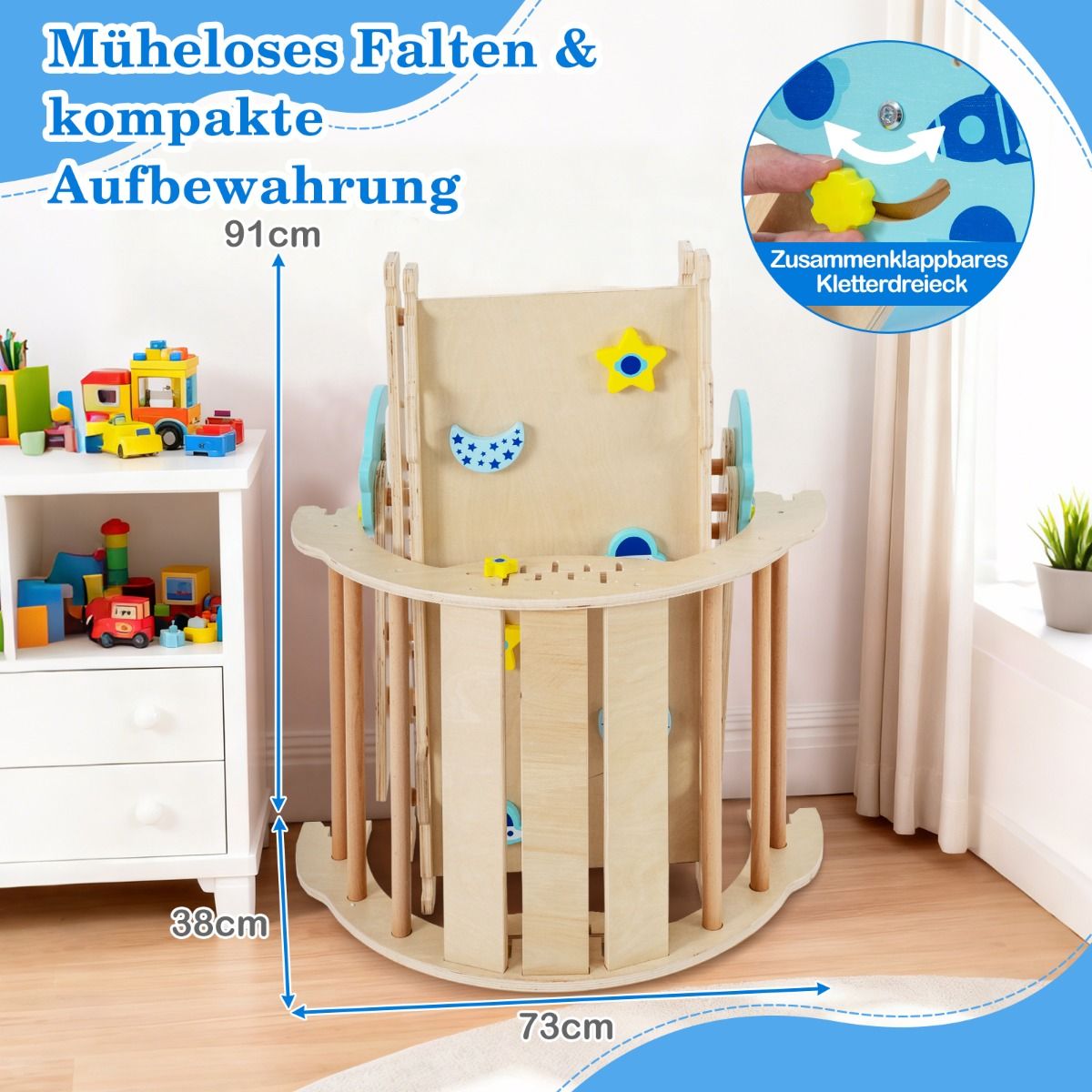 Structure d'escalade Coast Montessori - Structure de jeu 9 en 1 - pliable - Naturel