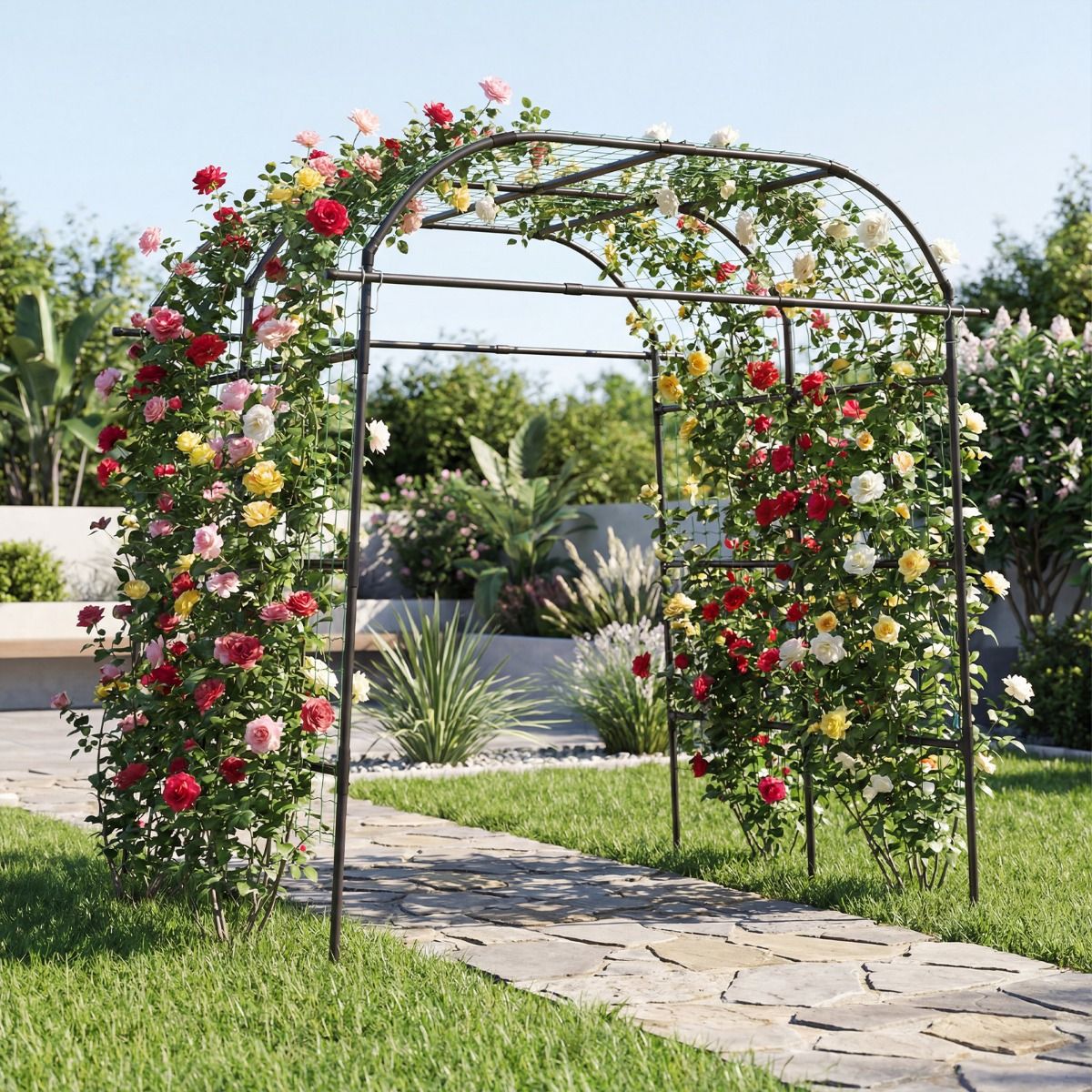 Arceau pour plantes grimpantes Coast - Treillis de jardin en forme de U - Structure métallique - Noir - 205,5 x 181 x 230 cm