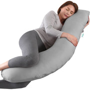 Litollo® Coussin de grossesse (forme J) - Coussin en soie - Coussin d'allaitement - Coussin de corps - 145cm - Housse amovible - Gris