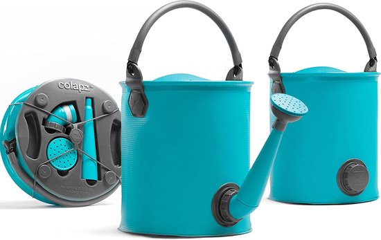 Seau et arrosoir pliables Colapz 9 L - Jerrican avec robinet de 7 à 9 litres - Seau avec couvercle hermétique - Bleu - Sans BPA - 27 x 22 x 22 cm - Camping en caravane et en camping-car en 2025