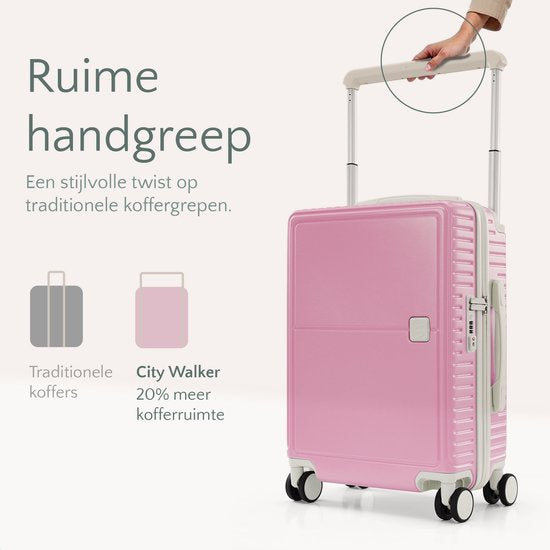 Skycases City Walker - Ensemble de valises 3 pièces | Léger et durable | 20, 24 et 28 pouces | Roues pivotantes à 360° | Verrouillage TSA | Housses de protection incluses - Rose