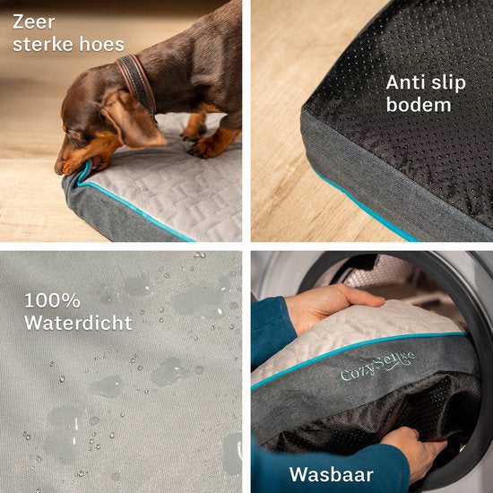 CozySense® - Coussin orthopédique pour chien 75 X 45 cm - Taille M - Imperméable - Convient comme coussin de banc et lit pour chien