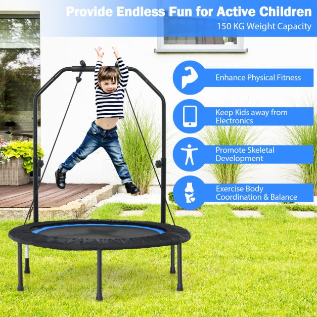 Costway Trampoline - pliable et réglable - max 150 kg - Ø101 x 107,5-130,5 cm - Bleu