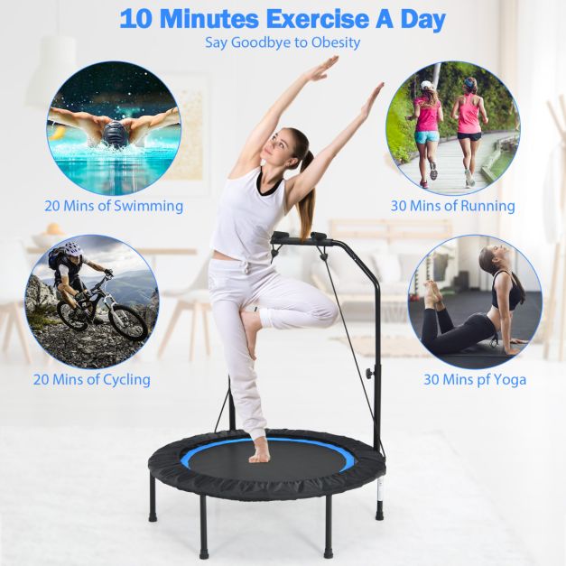 Costway Trampoline - pliable et réglable - max 150 kg - Ø101 x 107,5-130,5 cm - Bleu