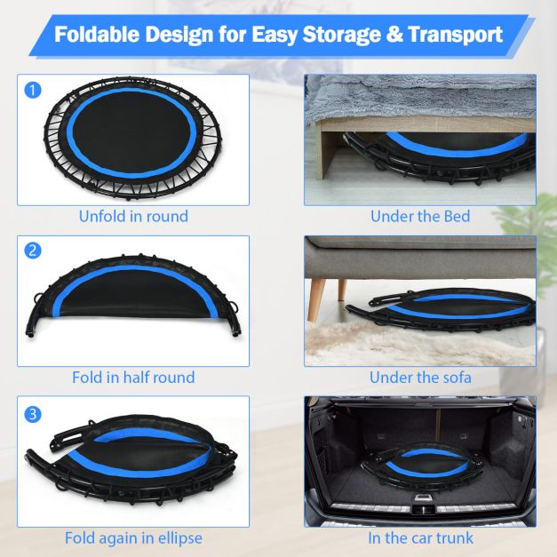 Costway Trampoline - pliable et réglable - max 150 kg - Ø101 x 107,5-130,5 cm - Bleu