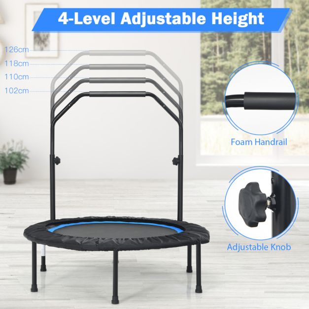Costway Trampoline - pliable et réglable - max 150 kg - Ø101 x 107,5-130,5 cm - Bleu