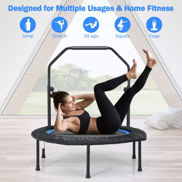 Costway Trampoline - pliable et réglable - max 150 kg - Ø101 x 107,5-130,5 cm - Bleu
