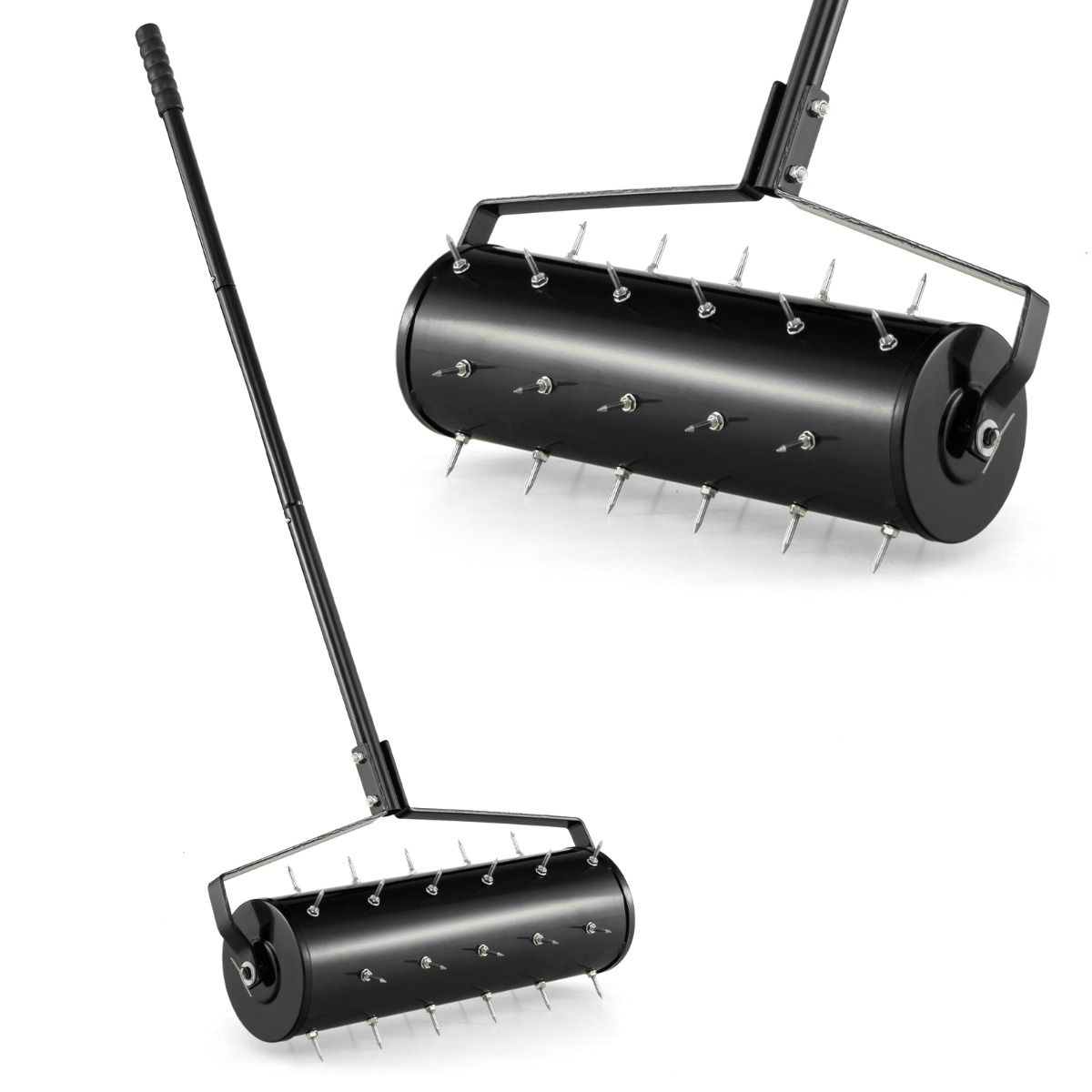 Aérateur de pelouse manuel Coast - avec tambour rechargeable - poignée ergonomique - noir