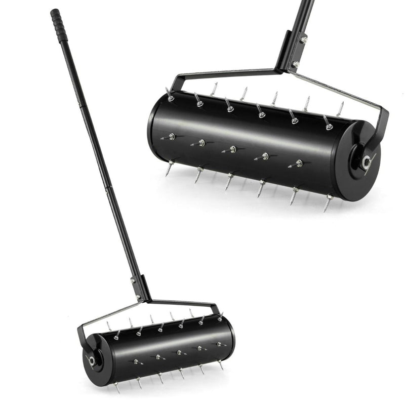 Aérateur de pelouse manuel Coast - avec tambour rechargeable - poignée ergonomique - noir